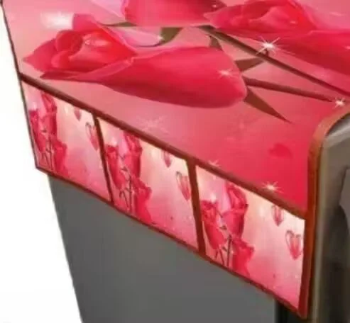 Trimly Printed Fridge Top Cover | 6 Utility Pockets | 21x39 Inch | Kitchen Organizer image 3