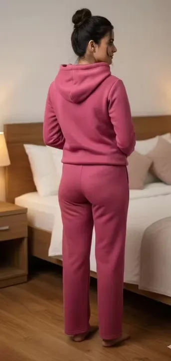 Women Winter Fleece Tracksuit | Full Sleeves | Peach | Cozy Fit | XL Size thumbnail 1