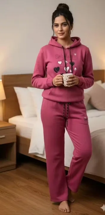 Women Winter Track Suit | Cozy Fleece | Full Sleeves | Peach | XXL Size image 1