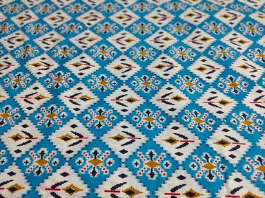 Jaipuri Hand Block Printed Cotton Fabric| 5 Meter Natural Dress Material Cloth for Women Kurtis| Blue 44 Inches Width Running Material thumbnail 3