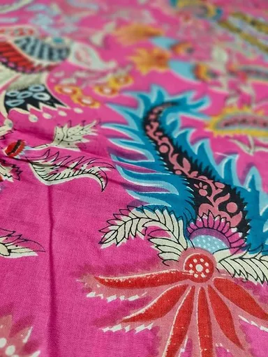 Hand Block Printed Cotton Material 5 Meter Jaipuri Pink Running Cloth 44-Inch Width for Women Kurtis & Custom Stitching thumbnail 3