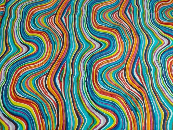 Printed Cotton Cloth | Jaipuri Hand Block Fabric 10 Meter Natural Cotton Dress Material for Women Kurtis, Multicolour Running Fabric 44 Inches Width image 2