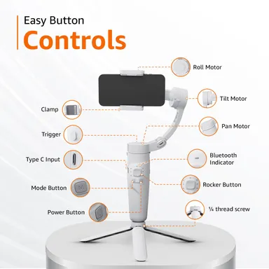 Basics Foldable 3 Axis Gimbal Stabilizer with Advanced Gyroscope (Light Grey) thumbnail 2