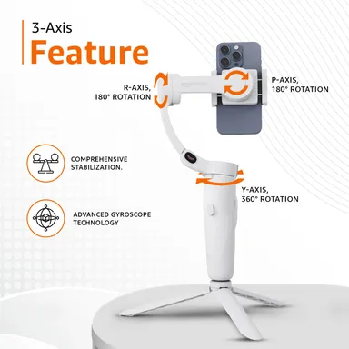 Basics Foldable 3 Axis Gimbal Stabilizer with Advanced Gyroscope (Light Grey) thumbnail 3