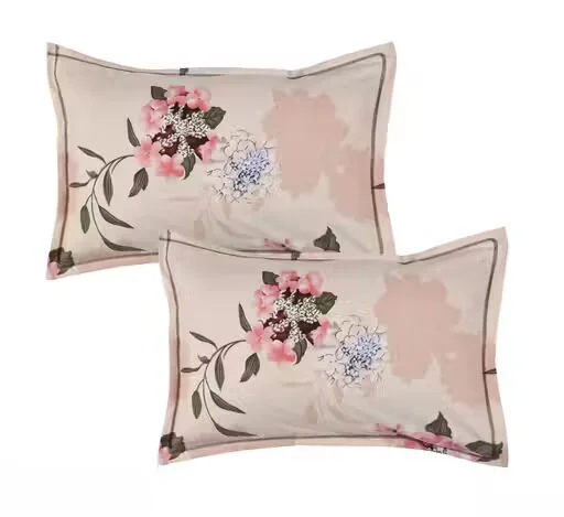 Beige Floral King Size Fitted Bedsheet | Soft Glace Cotton with Pillow Covers image 2
