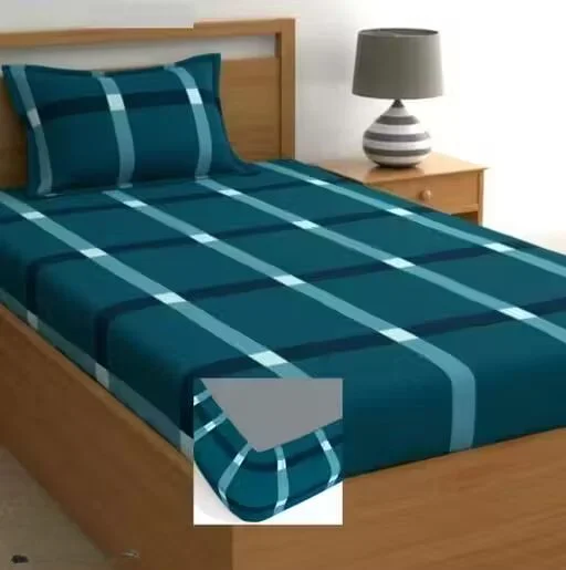 Designer Single Diwan Fitted Bedsheet | Comfortable Microfiber & Wrinkle-Free image 1