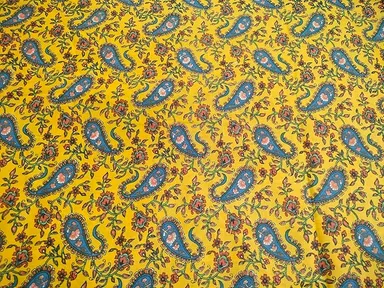 Cotton Printed Running Dress Material for Kurti, Salwar Suit, Shirt | 2.5 Meter Precut Fabric 44 Inch Width, Yellow | Jaipuri Cotton Fabric for Women thumbnail 3