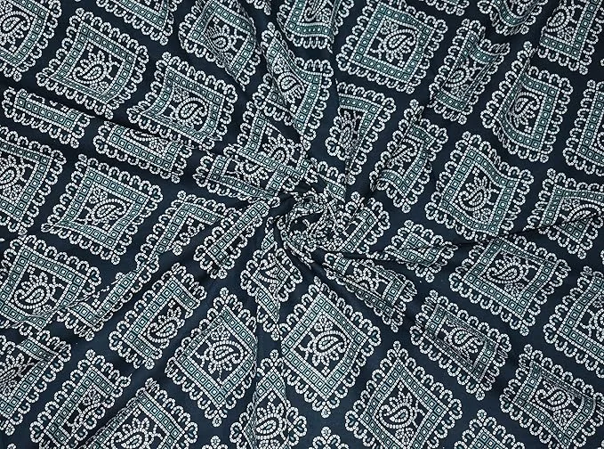 Printed Running Dress Material for Kurti, Salwar Suit, Shirt | 2.5 Meter Precut Fabric 44 Inch Width, Blue | Jaipuri Cotton Fabric for Women image 1