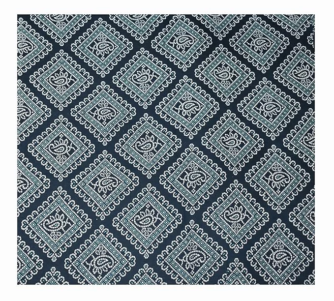 Printed Running Dress Material for Kurti, Salwar Suit, Shirt | 2.5 Meter Precut Fabric 44 Inch Width, Blue | Jaipuri Cotton Fabric for Women image 4
