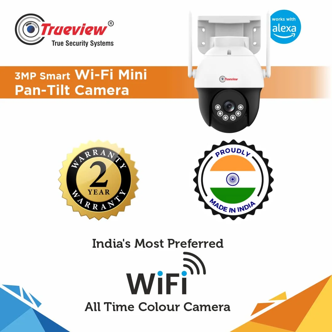 Trueview WiFi 3MP | Mini Pan-Tilt Zoom CCTV Camera with Colour Night Vision & Intruder Alarm image 2