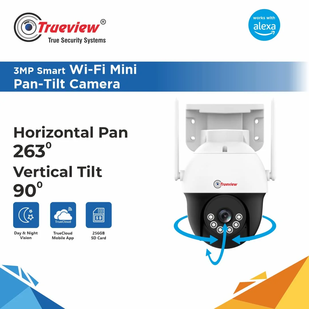 Trueview WiFi 3MP | Mini Pan-Tilt Zoom CCTV Camera with Colour Night Vision & Intruder Alarm image 3