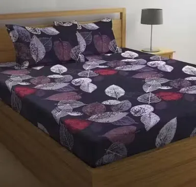 Trimly Luxe Cotton Bedsheet | Double King 72x78 Inches, 2 Pillow Covers, Soft & Breathable thumbnail 0
