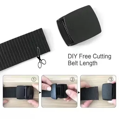 Sleek Black Comfort Belt | Nylon, Non-Metal Buckle, Adjustable & Minimalist Style thumbnail 1