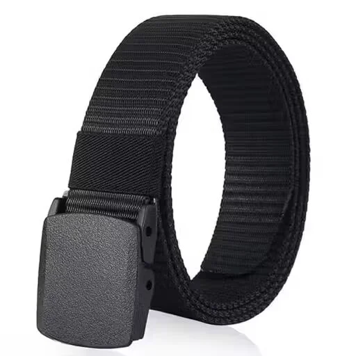Sleek Black Comfort Belt | Nylon, Non-Metal Buckle, Adjustable & Minimalist Style image 1