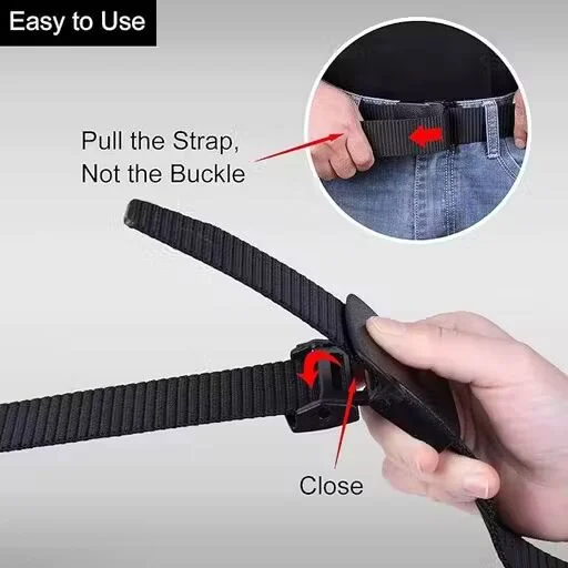 Sleek Black Comfort Belt | Nylon, Non-Metal Buckle, Adjustable & Minimalist Style image 3