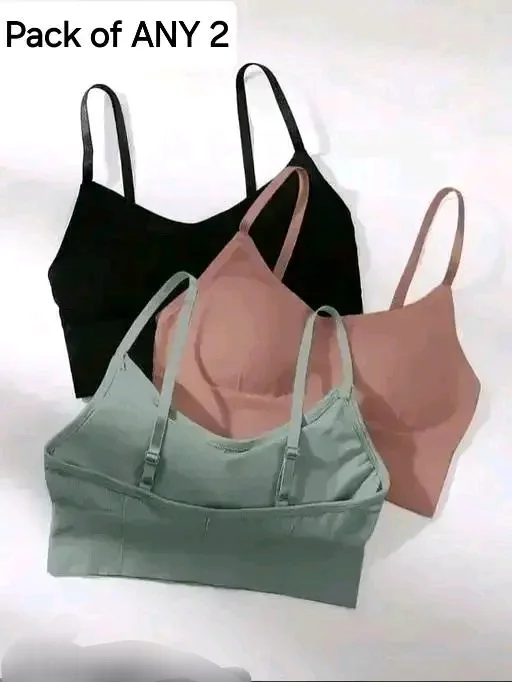 Lightly Padded Seamless Sports Bra for Women in Cotton Fabric for Yoga | Gym Fitness Daily Wear with Full Coverage | Slip-On Design Pack of 2 image 1