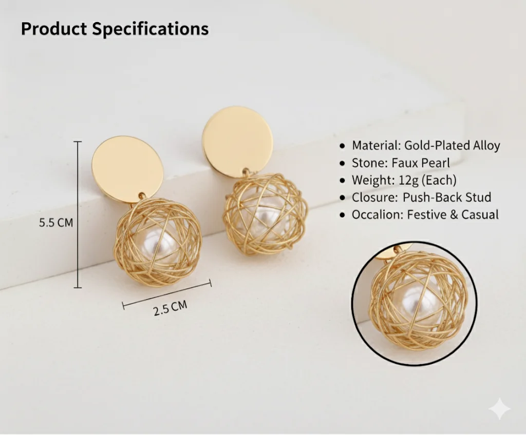 Trendy Pearl Ball Earrings for Women & Girls image 2