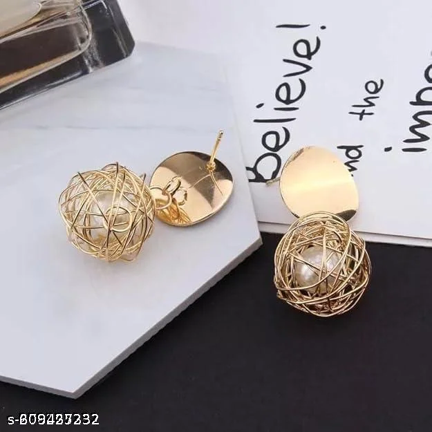 Trendy Pearl Ball Earrings for Women & Girls image 1