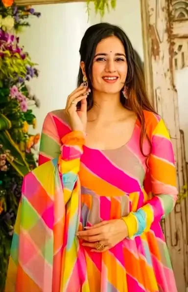 Lariya 22|Women’s Poly Georgette Kurti with Striped Net Pattern|Long Sleeves|Size M|Ethnic Wear |Comfortable Fit, Stylish Design for Casual & Party Use|Multiple Sizes Available thumbnail 0