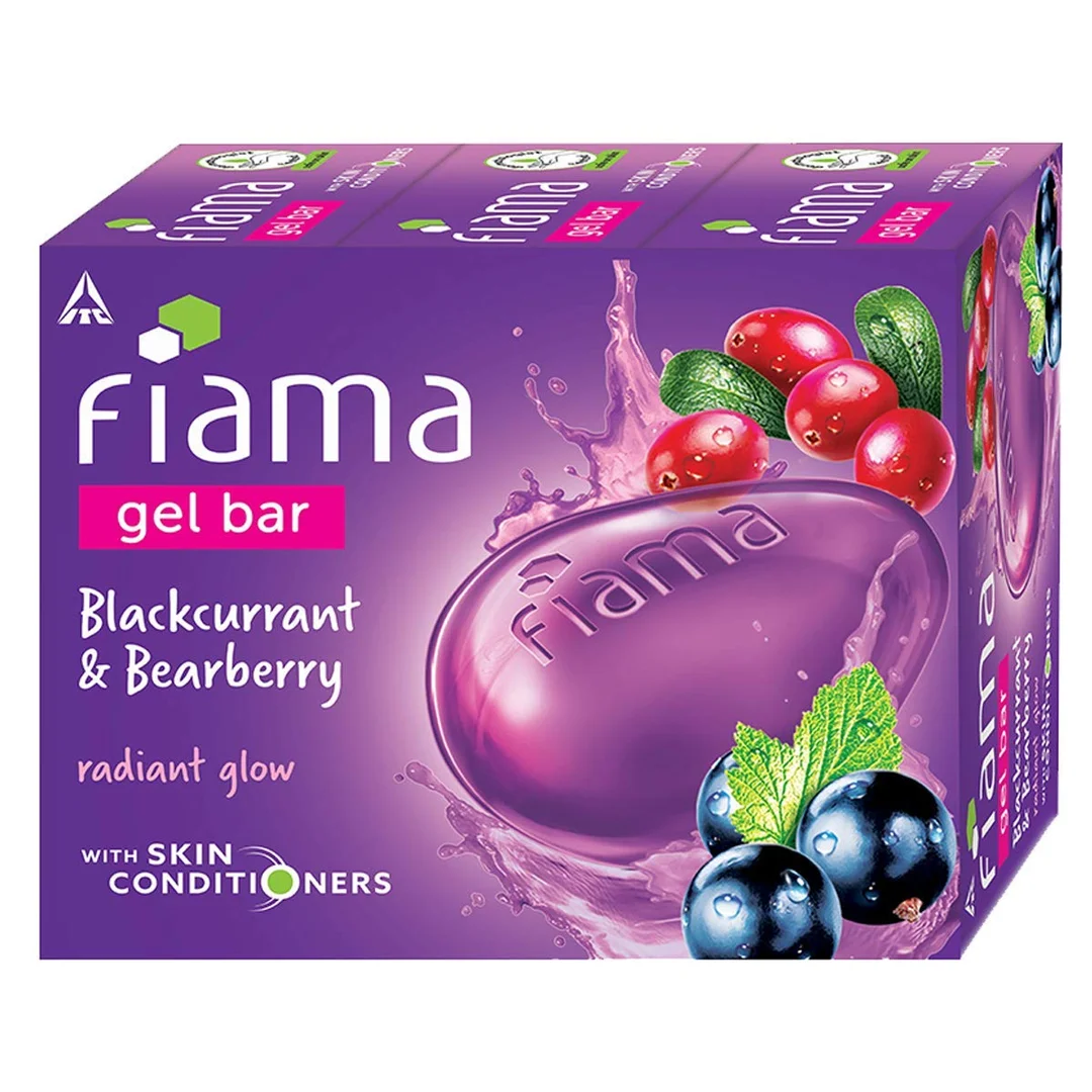 Fiama Gel Bar Blackcurrant & Bearberry 375g (Pack of 3) |Radiant Glow Soap for All Skin Types image 1