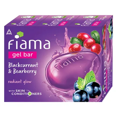 Fiama Gel Bar Blackcurrant & Bearberry 375g (Pack of 3) |Radiant Glow Soap for All Skin Types thumbnail 0