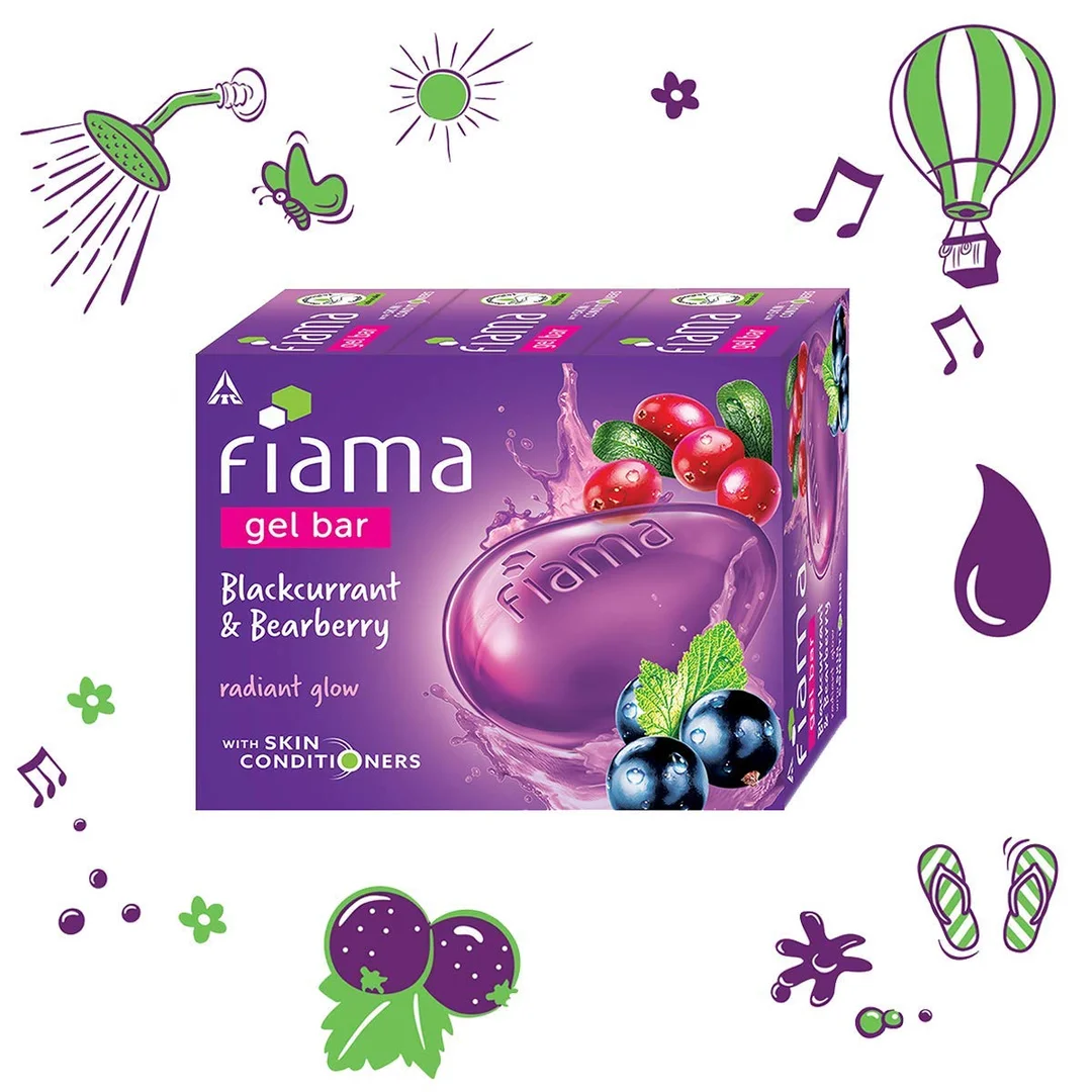 Fiama Gel Bar Blackcurrant & Bearberry 375g (Pack of 3) |Radiant Glow Soap for All Skin Types image 6
