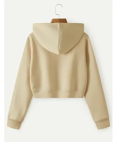 Talitha Soft Fleece Crop Zip Hoodie for Women| Beige | Size XL thumbnail 1