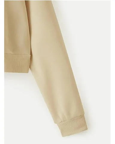Talitha Soft Fleece Crop Zip Hoodie for Women| Beige | Size XL thumbnail 3