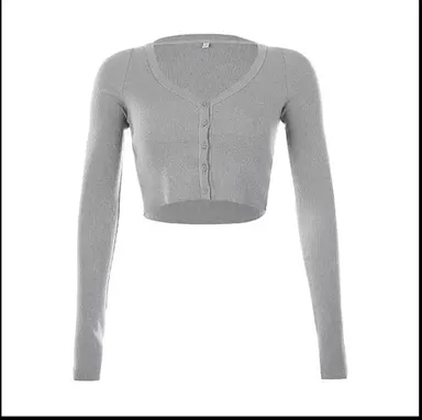 Talitha Fashion Regular Fit Solid Crop Top for Women | Full Sleeves Button-Up | Size M thumbnail 3