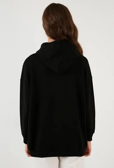 Women’s Black Hooded Sweatshirt XL | Alpha Solid Hoodie thumbnail 1