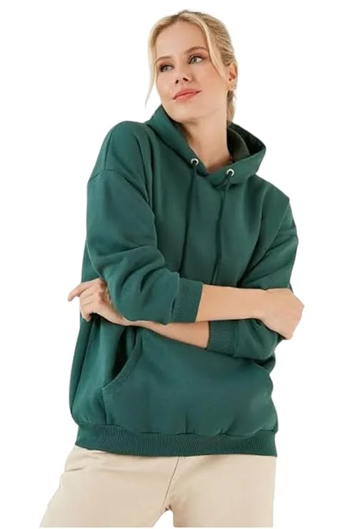 Women’s Mint Green Solid Hooded Sweatshirt |Size S image 1