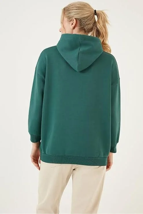 Women’s Mint Green Solid Hooded Sweatshirt |Size S image 2