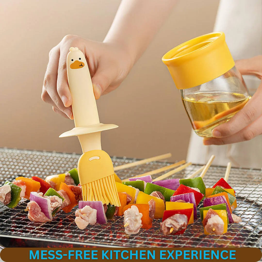 Oil Dispenser for Kitchen | 2 IN 1 |Oil Dispenser Bottle with Silicone Basting Brush for Cooking |Vinegar Sauce BBQ Grill Frying Baking |Air Fryer image 3