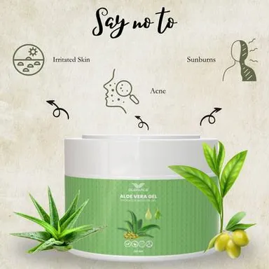 GLORIACE Pure Natural Aloe Vera Gel | Soothing & Hydrating & Cooling Multipurpose Gel | 100% Pure | No Parabens thumbnail 2