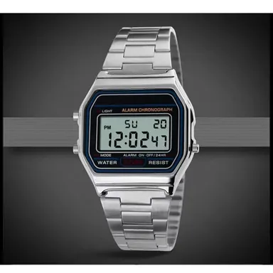 RVINE premium stainless steel digital watch with alarm, stopwatch, backlight and calendar for men and women thumbnail 0
