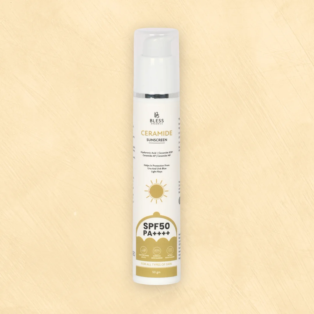 Bless Organics Ceramide Sunscreen | SPF 50 PA++++ | Broad Spectrum UV Protection | Lightweight| Non-Sticky | Hydrating Sunscreen for All Skin Types image 1