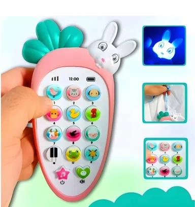 Rabbit Phone Smart Toy for Kids | Cordless Musical Mobile Phone with Interactive Buttons, Smart LED Lights, Durable & Lightweight Educational Toy for Toddlers and Children thumbnail 1