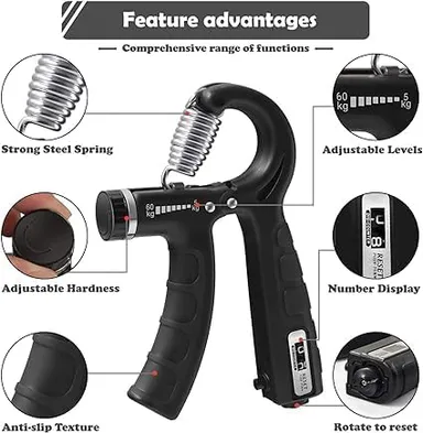 Adjustable Finger & Hand Gripper for Gym Workout, Forearm Strengthener with Resistance Control for Veins Exercise, Grip Training & Hand Health thumbnail 2