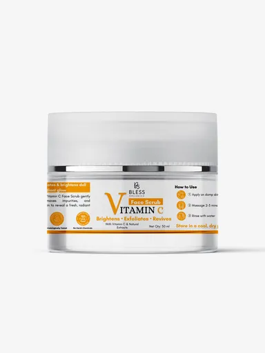 Bless Organics Vitamin C Face Scrub | Brightening | Exfoliating & Tan Removal Scrub | Revives Dull Skin & Boosts Natural Glow