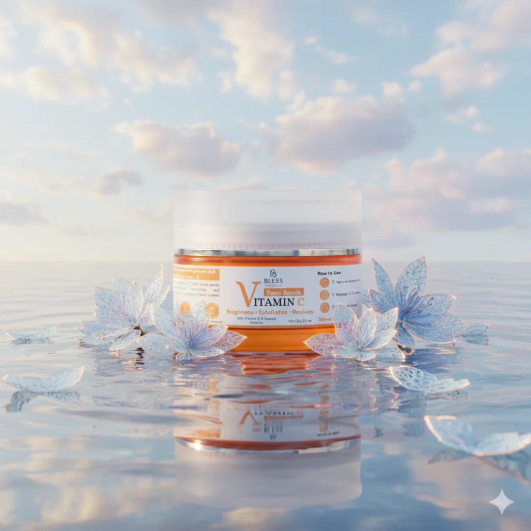Bless Organics Vitamin C Face Scrub | Brightening | Exfoliating & Tan Removal Scrub | Revives Dull Skin & Boosts Natural Glow image 2