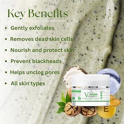 Bless Organics Vitamin E Face Scrub | Deep Nourishing | Gentle Exfoliating & Moisturizing Scrub | For Smooth | Soft & Glowing Skin image 4