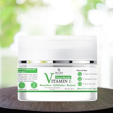 Bless Organics Vitamin E Face Scrub | Deep Nourishing | Gentle Exfoliating & Moisturizing Scrub | For Smooth | Soft & Glowing Skin thumbnail 4