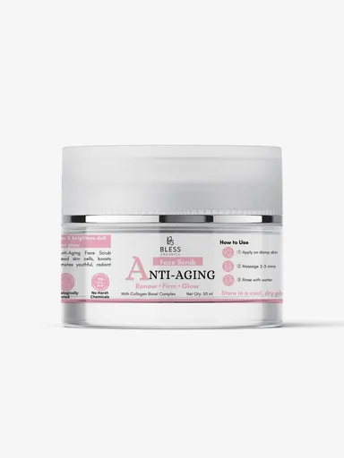 Bless Organics Youthful Face Scrub | Anti-Aging | Brightening & Skin Renewal Exfoliator | Reveals Smooth |  Firm & Radiant Skin