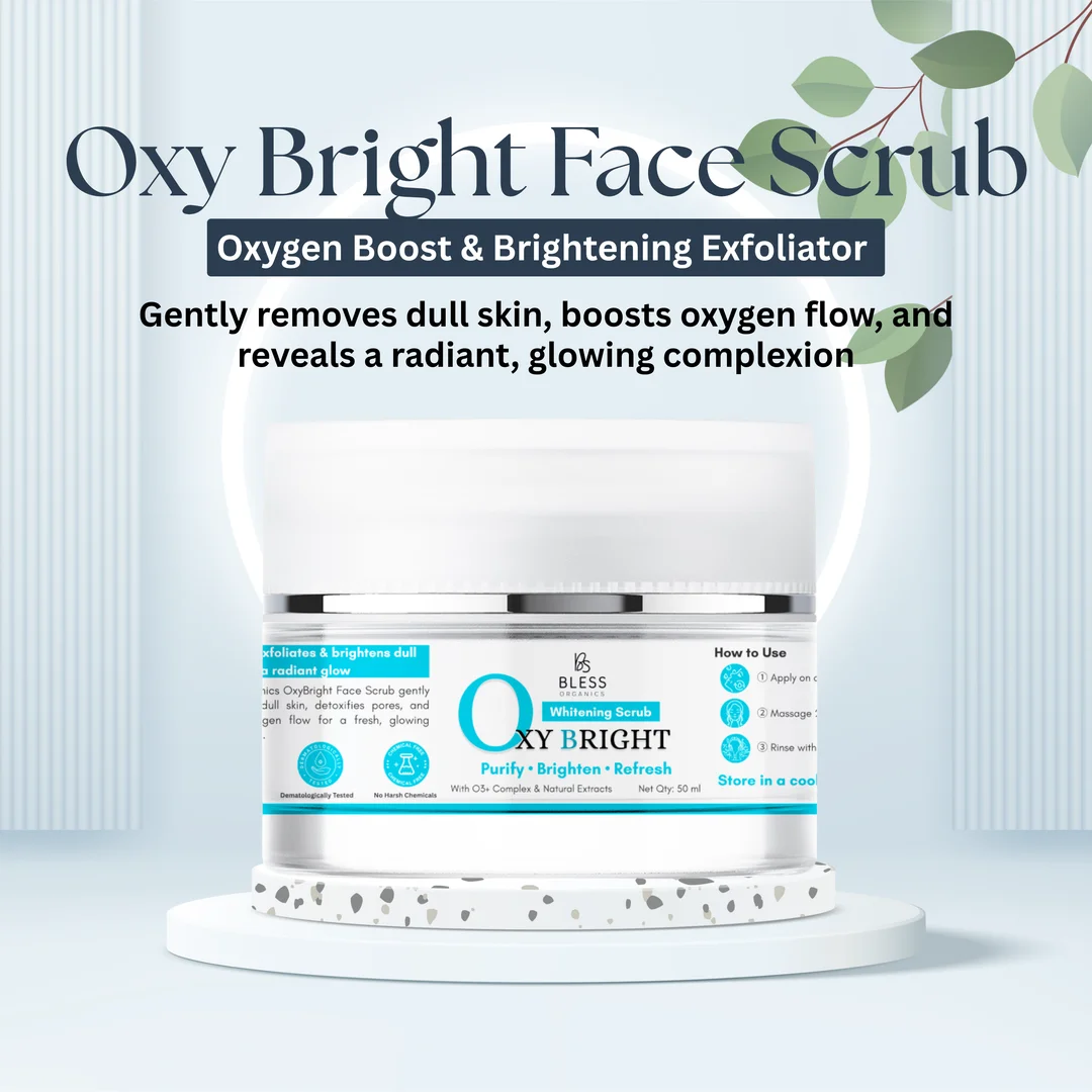 Bless Organics Oxy Bright Face Scrub | Oxygen Boosting | Deep Cleansing & Brightening Scrub | For Fresh |  Smooth & Glowing Skin image 3