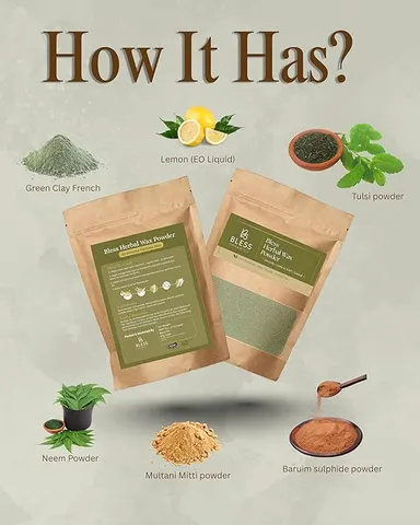 Bless Organics Herbal Wax Powder | 100% Natural Hair Removal | Smooth | Bright & Tan-Free Skin | Suitable for All Skin Types thumbnail 1