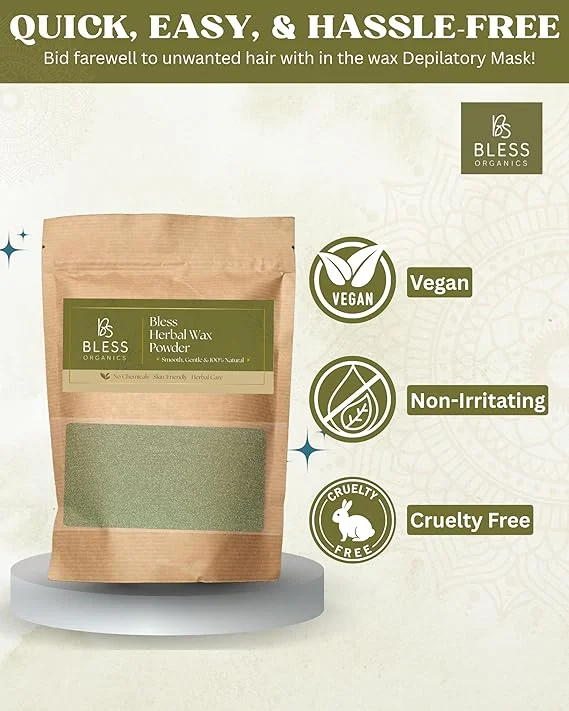 Bless Organics Herbal Wax Powder | 100% Natural Hair Removal | Smooth | Bright & Tan-Free Skin | Suitable for All Skin Types image 4