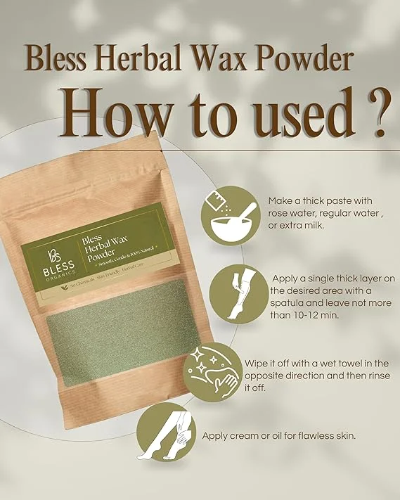 Bless Organics Herbal Wax Powder | 100% Natural Hair Removal | Smooth | Bright & Tan-Free Skin | Suitable for All Skin Types image 5