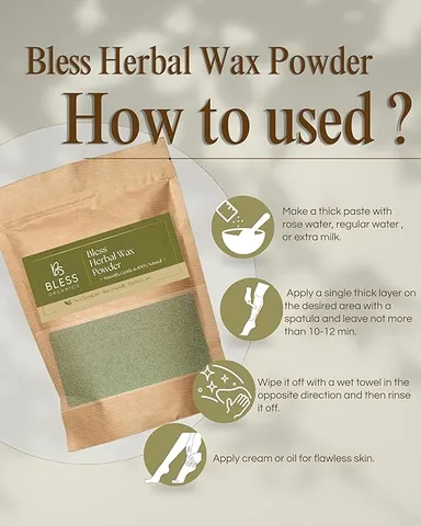 Bless Organics Herbal Wax Powder | 100% Natural Hair Removal | Smooth | Bright & Tan-Free Skin | Suitable for All Skin Types thumbnail 4