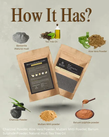 Bless Organics Detoxifying Wax Powder | Natural Hair Removal | Deep Cleansing & Tan Removal | Smooth | Fresh & Bright Skin thumbnail 0