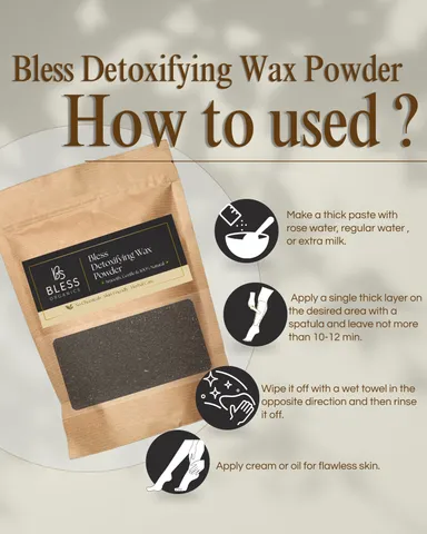 Bless Organics Detoxifying Wax Powder | Natural Hair Removal | Deep Cleansing & Tan Removal | Smooth | Fresh & Bright Skin thumbnail 1